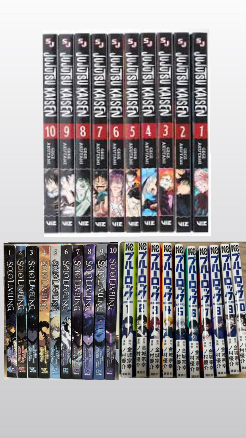 Jujutsu Kaisen by Gege Akutami: Volume 1-10 || Solo Leveling, Vol. 1-10 || Blue Lock Manga Series 1-10 || π₯ With Bonus Manga Wall Framed Poster!