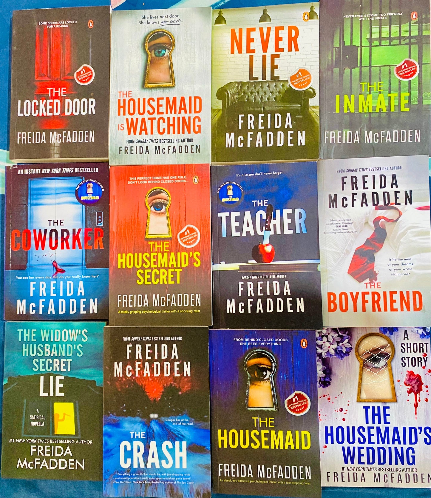 Freida McFadden Thriller Series 12 Books Collection Set (The Housemaid, The Housemaid's Secret, Housemaid Is Watching, The Never Lie, Coworker, Locked Door, Teacher, Inmate, The Crash and Boyfriend) Paperback β May 19, 2025