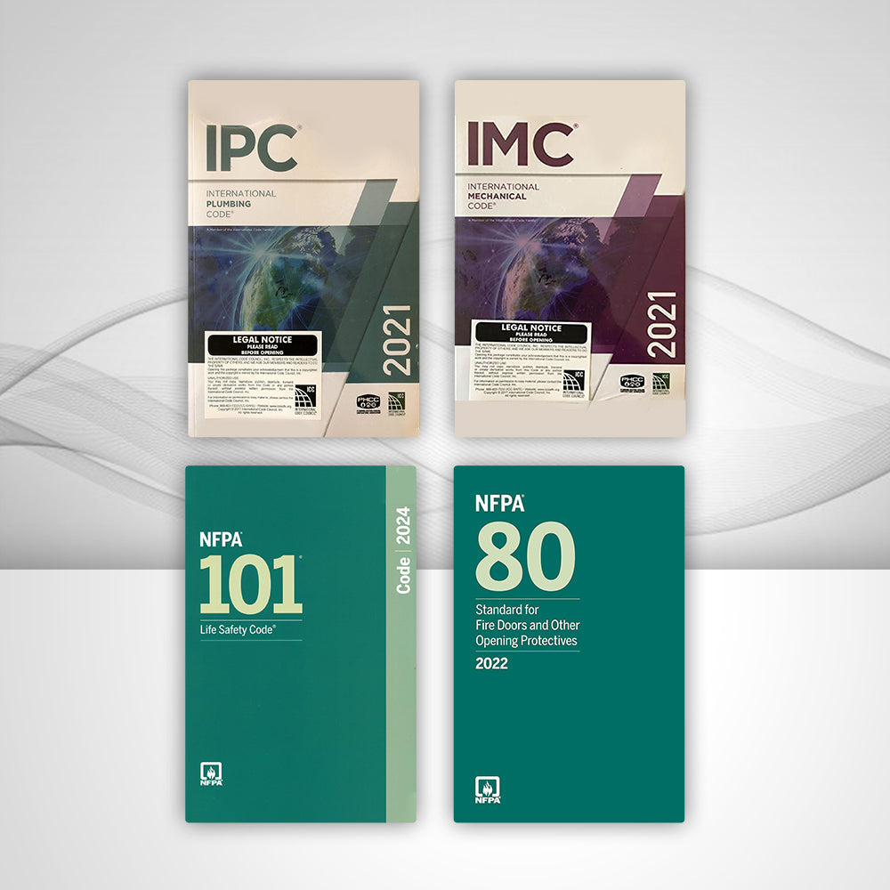 Plumbing, Mechanical & Fire Safety Compliance Set (IPC 2021 + IMC 2021 + NFPA 101 + NFPA 80)