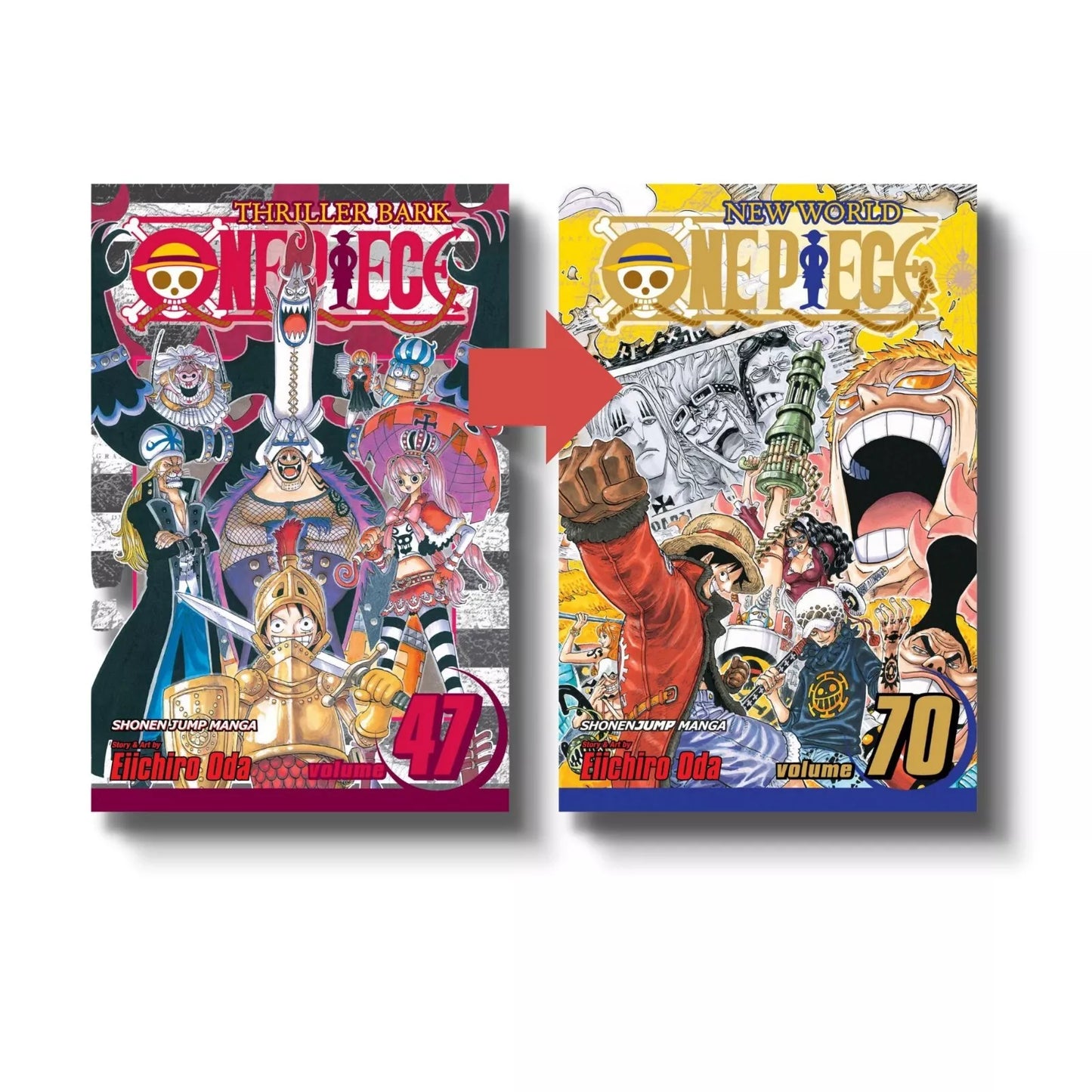 One Piece Manga Set (Volumes 47–70) Set 3— Thriller Bark to Punk Hazard Saga Full/Loose Set  🎁 Freebie: A free Manga Wall Poster